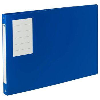 Папка на 4-х кол-х пласт. с карм. d20/27мм А3 OfficeSpace, горизонтальная, синяя (р363207)