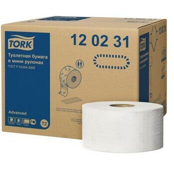 Бумага туалетная 2сл. белая 170м Tork Advanced T2 1/12 (к361759,120231, р200431)