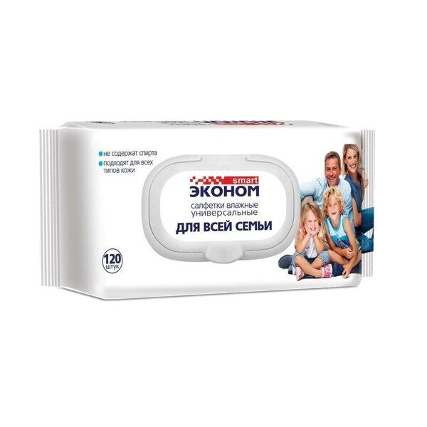 Салфетки влажные "Smart" ЭКОНОМ универсальные,  120шт/упак с клапаном 1/16 (к1004190, р302213)