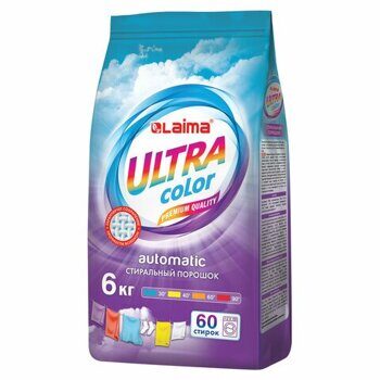 ПС ав/м LAIMA ULTRA Color, 6кг., УЛУЧШЕННАЯ ФОРМУЛА, 60 стирок, универсальный 1/3 (с608538)