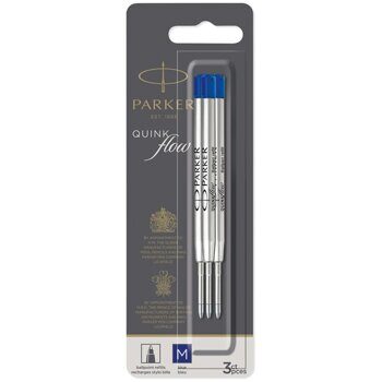 Стержень шариковый Parker "QuinkFlow Ball Point" синий, 98мм, 1,0мм, метал. корпус, 3шт., (р326365)